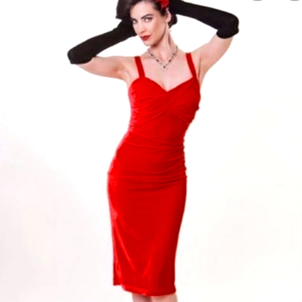 Red Velvet Wiggle Dress from Tatyana